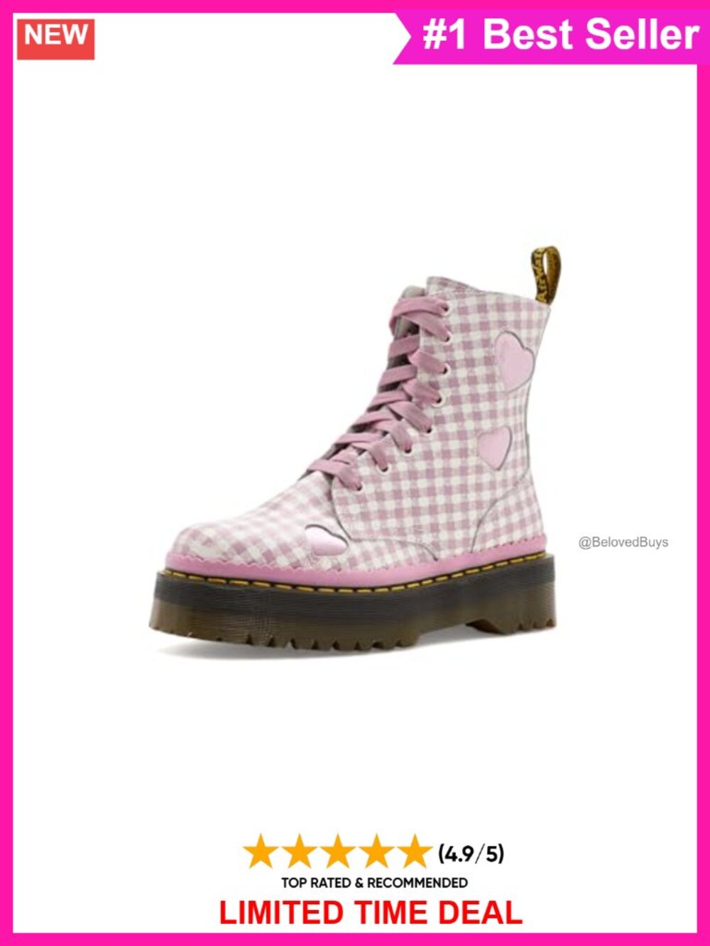 Platform Mid-Calf Boots Leather Round Toe Lace-Up Side Zip